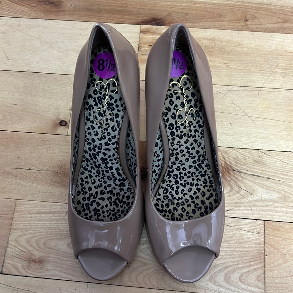 Tan Heels with Leopard Print